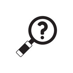 Find problem, search problem icon in black flat glyph, filled style isolated on white background