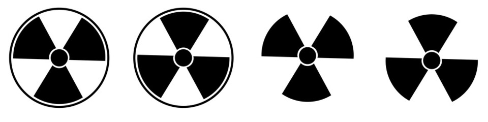 Radiation symbol. Black icons on a white background. Flat design. Vector Illustration.