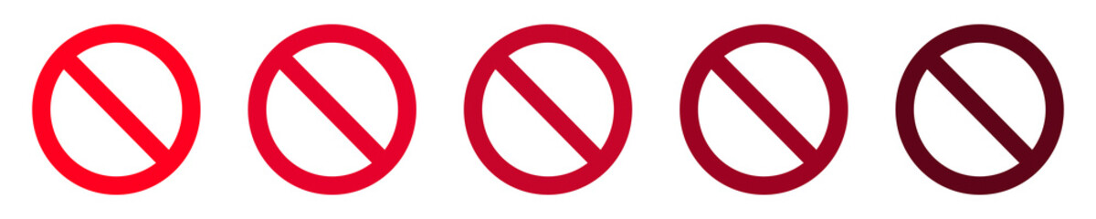 Prohibited signs icons.  Warning symbol template.  
Prohibition sign. Vector Illustration. eps10