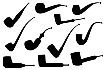 Illustration of different smoking pipes isolated on white