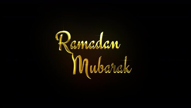 Ramadan Mubarak Golden 3d Greeting Typography with particles and light effects