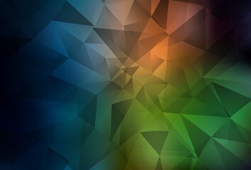 Dark Green, Red vector polygonal background.