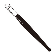 細身のメイクブラシのモノクロ線画イラスト