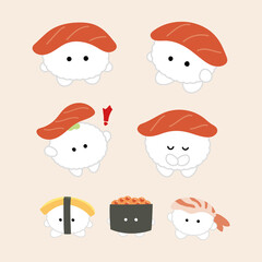 かわいい寿司のキャラクター　イラストセット