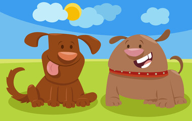 two funny cartoon dogs comic animal characters