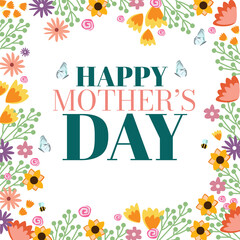 Happy Mother's day grreting card with floral ornament