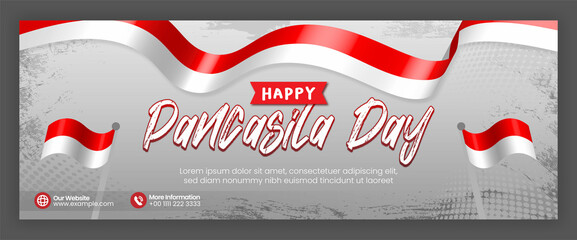 Pancasila Day Banner Layout for Social Media Template with Indonesian Flag