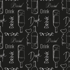 Pattern dark bottle and inscription DRINK, abstract. Vector illustration
