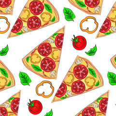 Pizza tomatoes basil boletus pepper pattern