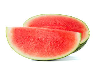 Watermelon Sonya Plus, which is cut in half, can see the red meat, fine. isolated on white background.(photoshoot in the studio)