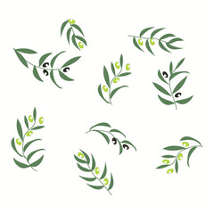 Olive Tree Branches Set design vector illustration