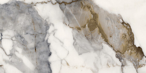 Blanco tranco marble stone background dark golden-grey streaks. white marble glazy and smooth surface. polishing white marble stone that is used to wall tile claddings, flooring, wainscot, vanity. © Kbra