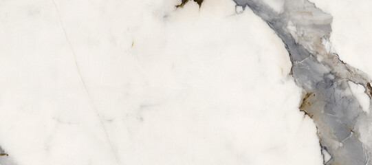 Blanco tranco marble stone background dark golden-grey streaks. white marble glazy and smooth surface. polishing white marble stone that is used to wall tile claddings, flooring, wainscot, vanity. © Kbra