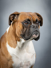 Portrait of a brown and white german boxer