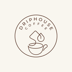 coffee cafe house line drawing logo simple inspiration custom logo design vector