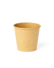 one disposable paper cup on white background