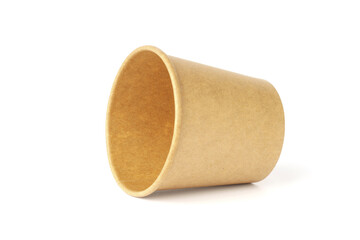 disposable brown cardboard cup isolated on white background