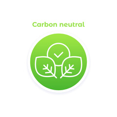 carbon neutral, vector round icon