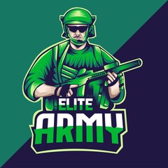 elite army esport logo mascot design