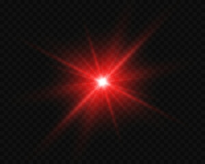 Red glowing circle of light burst, star, explosion on a transparent background.