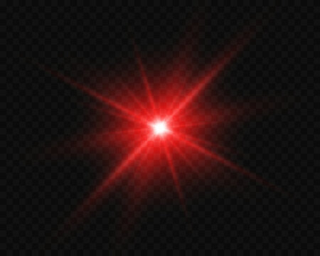 Red glowing circle of light burst, star, explosion on a transparent background.