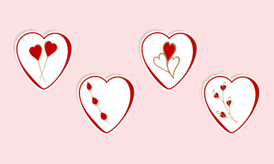 Plakat Love and Heart sticker set hand drawn doodle. Vector illustration