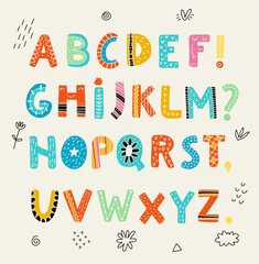Decorative alphabet. Vector funny letters 