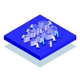 Isometric dentists start puch jigsaw tooth ,Dental care concept © soponpotsit