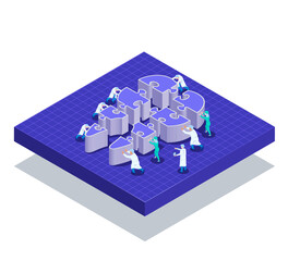 Isometric dentists start puch jigsaw tooth ,Dental care concept © soponpotsit