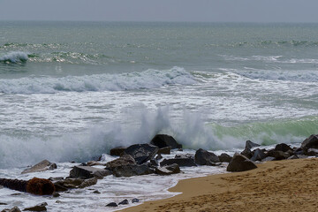 Tide on the beach of Badalona