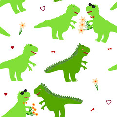 Seamless pattern with dinosaur.