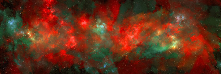 Space background with stardust and shining stars. Realistic cosmos and color nebula. Colorful galaxy. 3d illustration