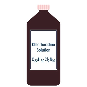 Chlorhexidine solution in a dark plastic bottle with formula cartoon vector illustration isolated on a white background.r illustration