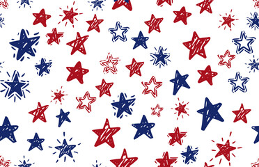 Presidents day, Independence Day USA, Hand drawn illustration. Stars grunge.