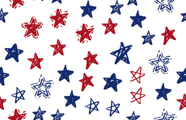 Presidents day, Independence Day USA, Hand drawn illustration. Stars grunge.