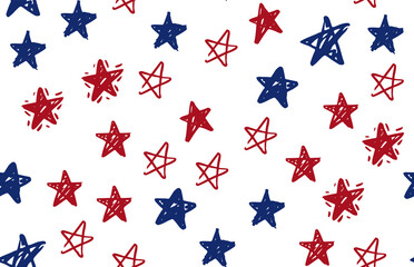 Presidents day, Independence Day USA, Hand drawn illustration. Stars grunge.