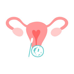 Bacteria test for uterine icon. Gynecology. Diagnostics of infection. 