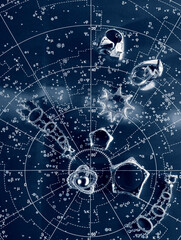 
beautiful jewels on the star map glow instead of stars