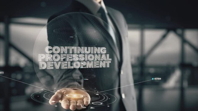 Businessman with Continuing Professional Development hologram concept