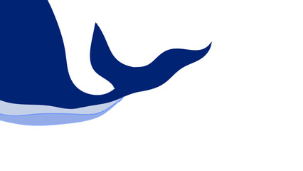 blue whale tail close up vector illustration