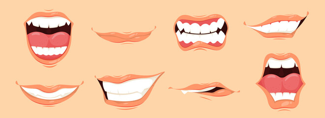 Man Mouth Cartoon Set