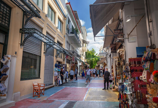 Fototapeta Pandrossou street in Athens