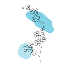 Blue flower line art. Beautiful flower graphic design.