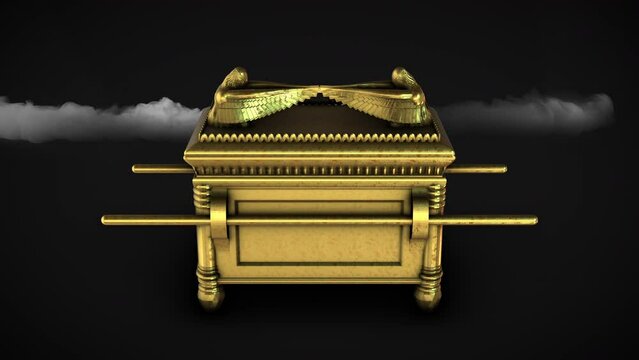 Ark of the covenant - rotation - 3d animation model on a black background