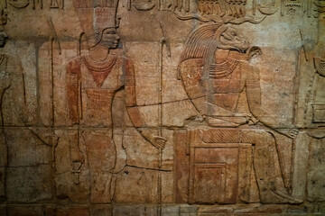 Ancient Egyptian carvings with hieroglyphs
