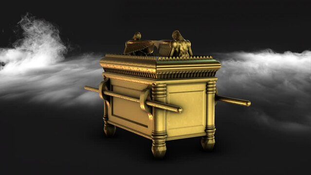 Ark of the covenant 360 rotation - 3d animation model on a black background