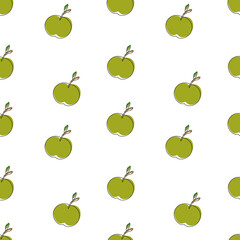 Vector pattern of green apples. Flat image.
