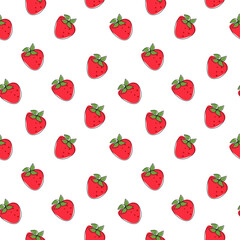 Vector, pattern, red strawberry, flat image.