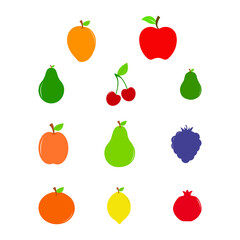 Colorful fruits cartoon vector collection