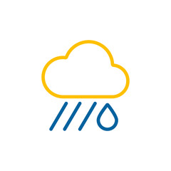 Raincloud with raindrop vector icon. Weather sign